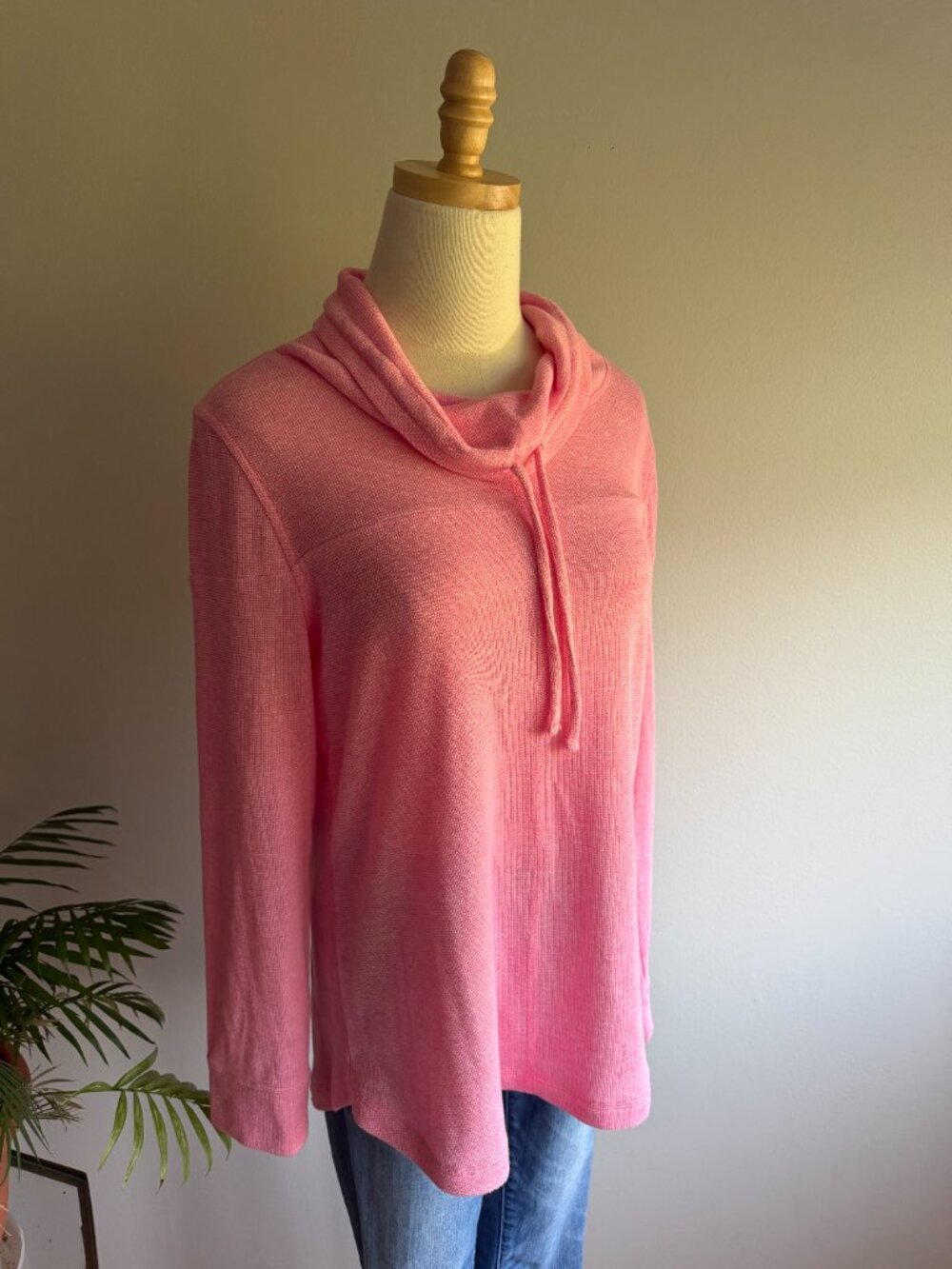 NWOT T by Talbots Textured Cowlneck Pullover in a Beautiful Soft Pink